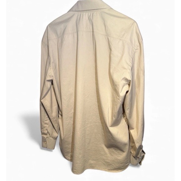 Vintage PRADA Made Italy Beige Stretch, Collar Lng Sleeve Dress Shirt 39"15-1/2" - Picture 10 of 16